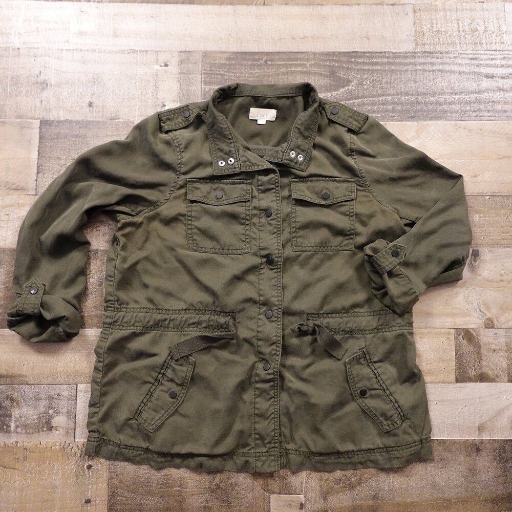 LOFT Women’s Petite Utility Jacket Olive Green Size LP‎ Lyocell Military Style